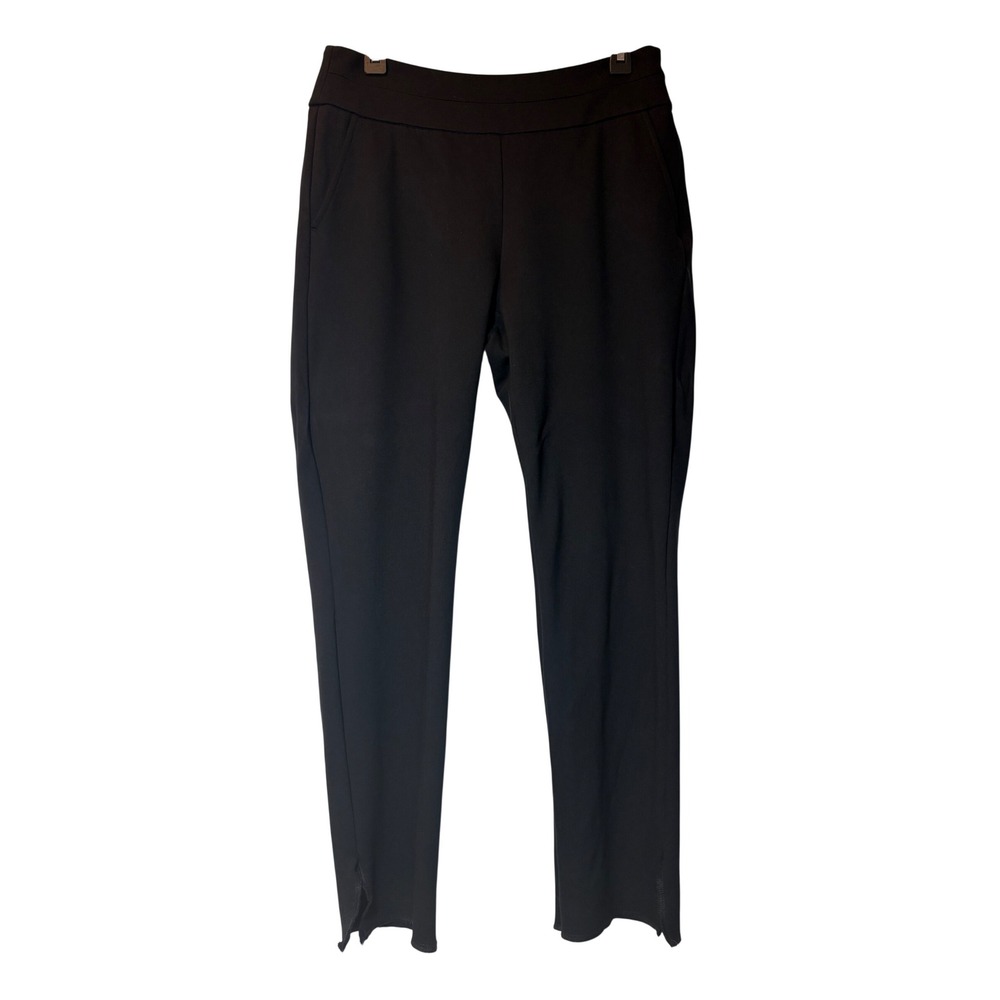 Cabi Black Ponte Knit Straight Leg Pants Side Slit Style 5866 Womens Size 8